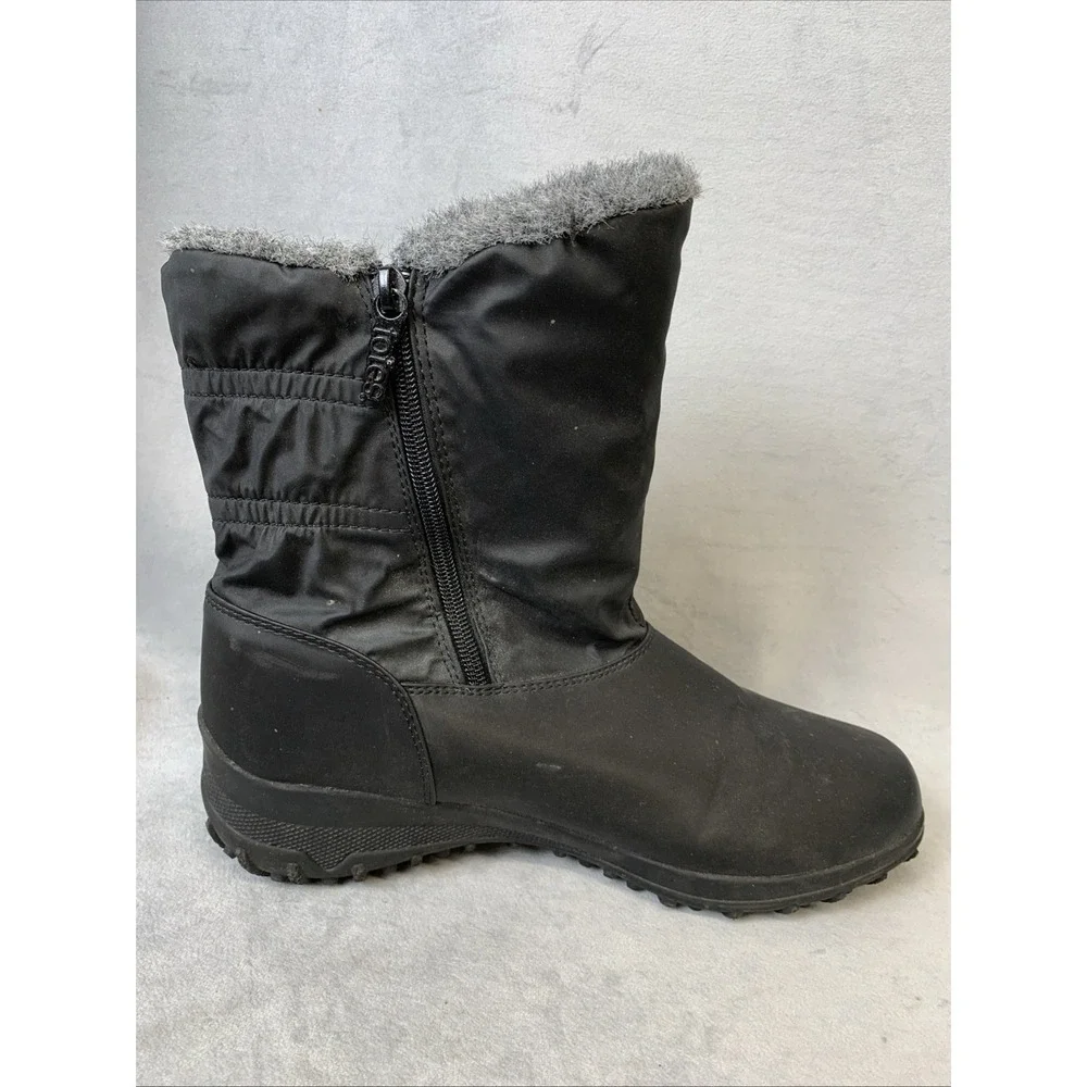 Totes Snow Boots Women's Size 10 M Rikki Black Faux‎ Fur Lined Zip Up